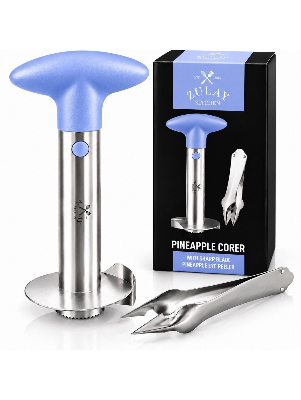 🍍 Zulay Kitchen Pineapple Corer & Eye Peeler – Stainless Steel Periwinkle Blue
